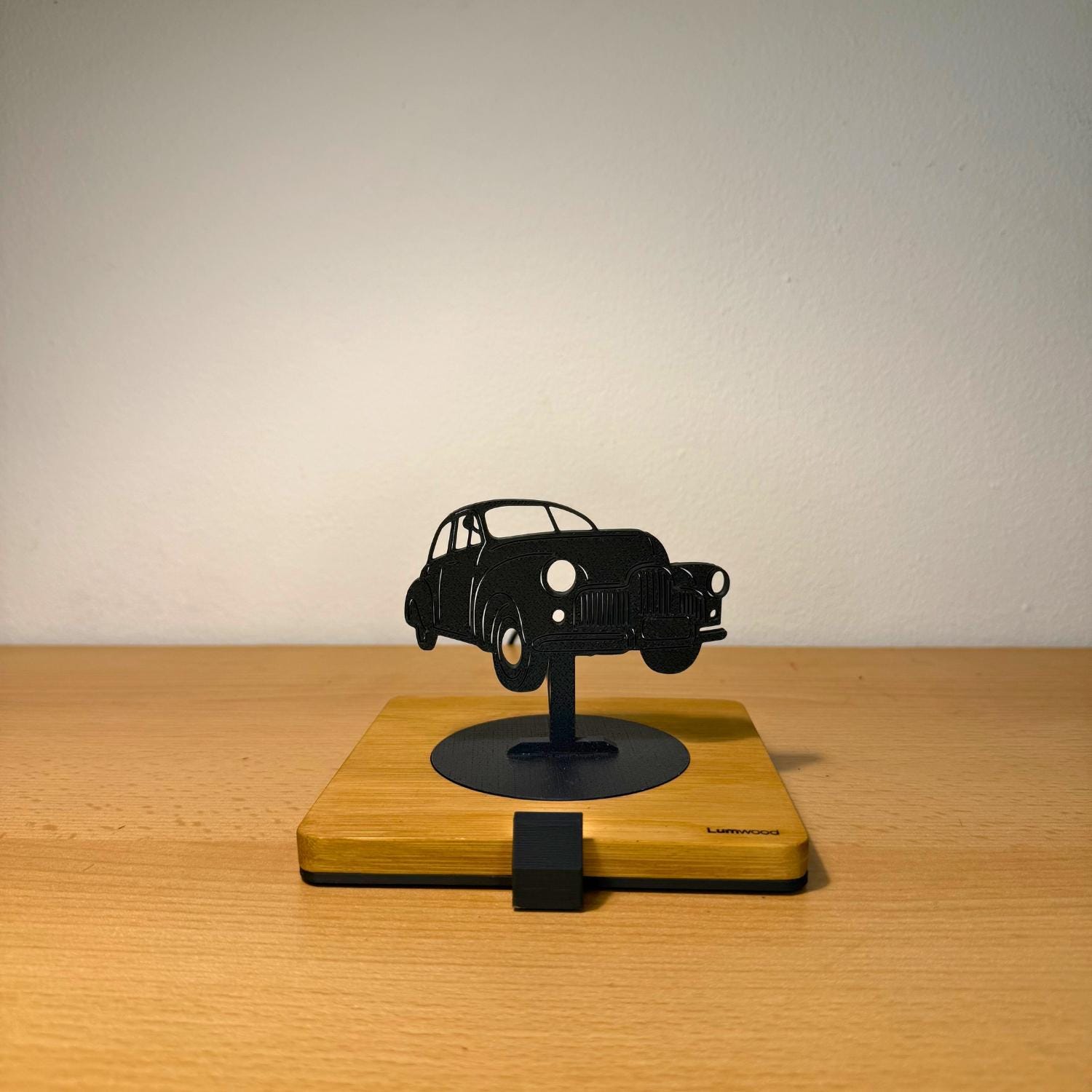 Lumwood Auto | LED Lampe aus Holz mit Schatteneffekt | Handgemacht | Deko mit Licht | Nachtlicht | Wechselbare Figur Bild 2