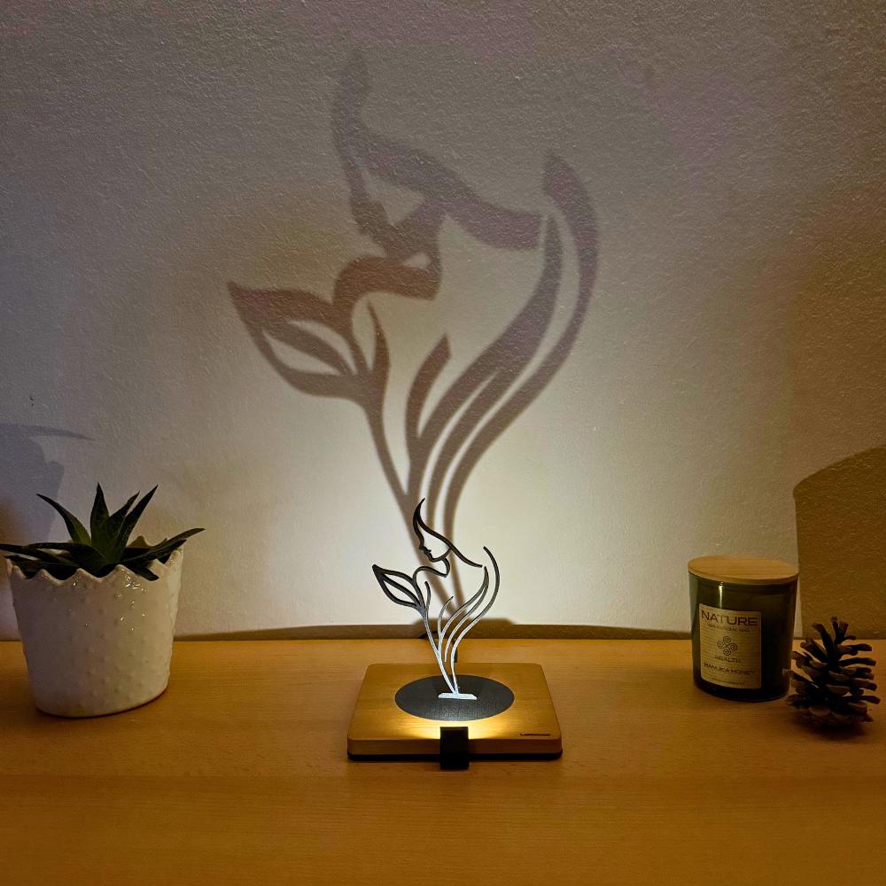 Lumwood – LED Lampe mit Frauen Silhouette | Handgemacht | Deko mit Licht | Nachtlicht | Wechselbare Figur Bild 2