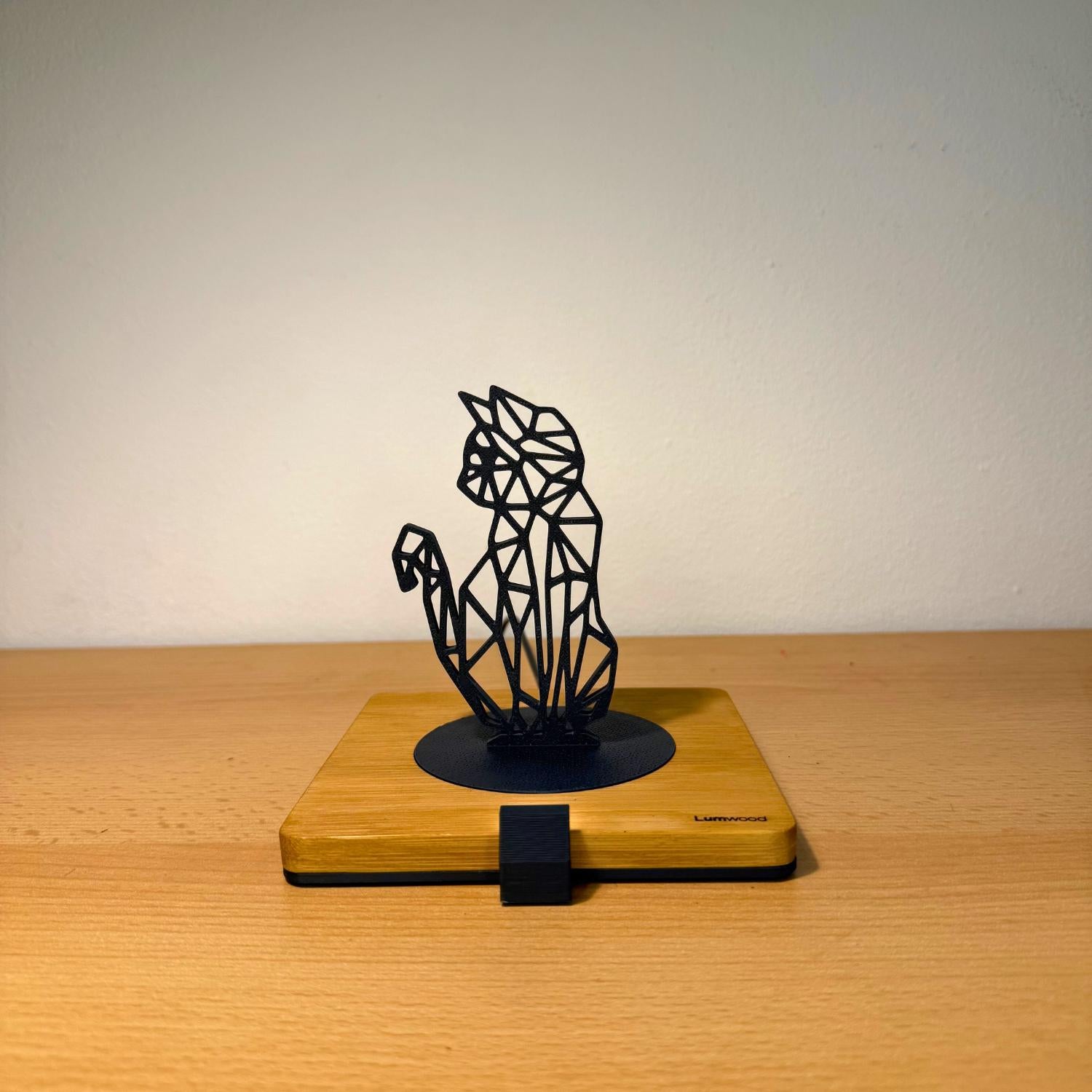 Lumwood Katze | LED Lampe aus Holz mit Schatteneffekt | Handgemacht | Deko mit Licht | Nachtlicht | Wechselbare Figur Bild 2