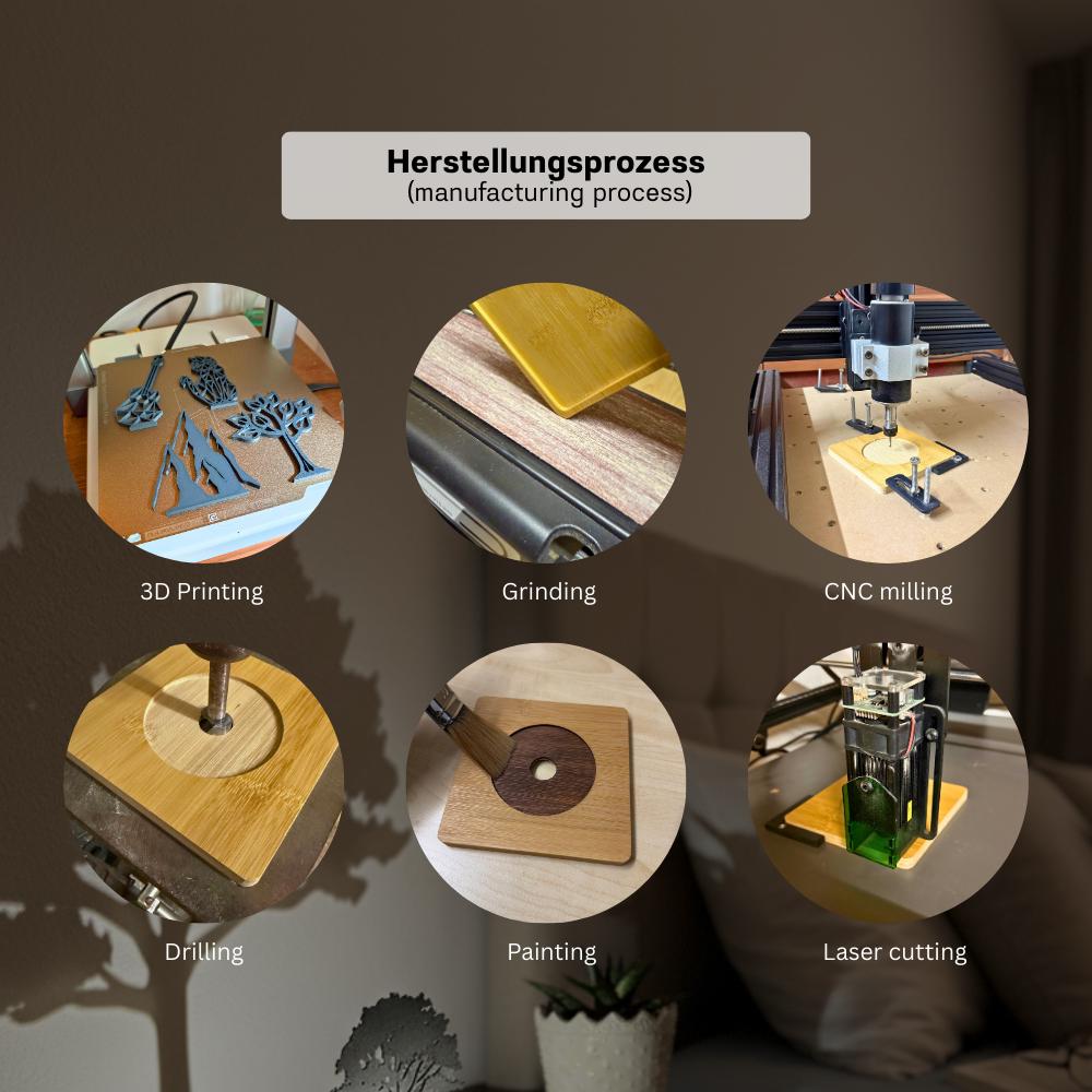 Lumwood Berg |  LED Lampe aus Holz mit Schatteneffekt | Handgemacht | Deko mit Licht | Nachtlicht | Wechselbare Figur Bild 7